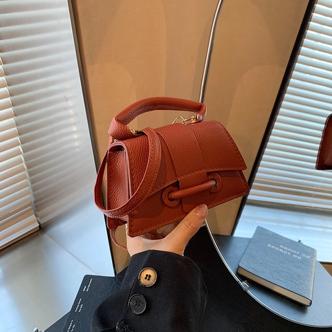 Mini Handbag Litchi Pattern PU Leather Crossbody Shoulder Bag Flap Square Casual Fashion For Women