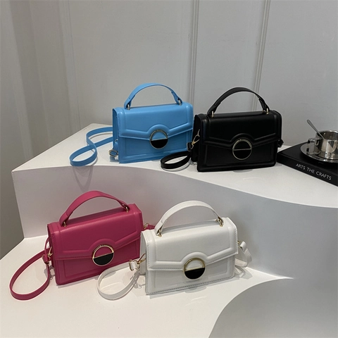 Borsa A Tracolla Piccola Quadrata Da Donna In Pelle PU Vintage Fibbia In Metallo Borsa A Mano Per Tutti I Giorni