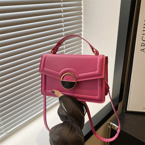 Borsa A Tracolla Piccola Quadrata Da Donna In Pelle PU Vintage Fibbia In Metallo Borsa A Mano Per Tutti I Giorni