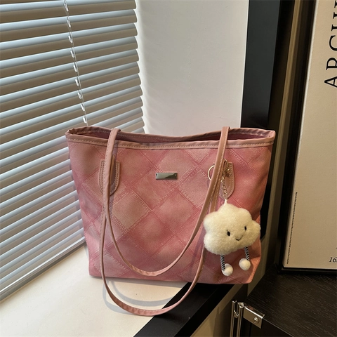 Sac Cabas Femmes Cuir PU Motif Losange Matelassé Grande Capacité Mode Sac À Épaule Simple Pour Bureau Quotidien