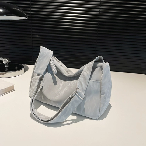 Women Pleated Shoulder Bag Large Capacity PU Leather Hobo Handbag Trendy Commuter Adjustable Strap Casual Tote
