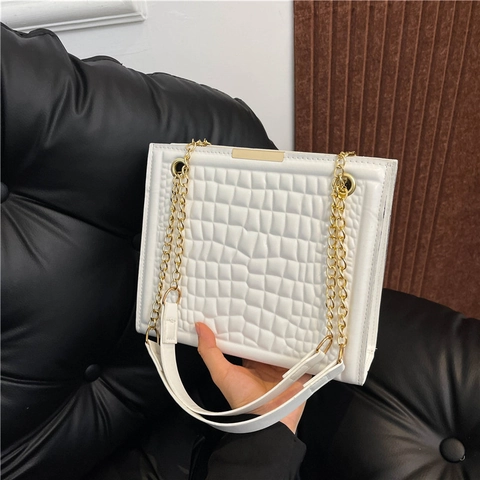 Borsa A Spalla Motivo Coccodrillo Pelle PU Catena Tracolla Piccola Quadrata Retro Di Moda Per Donne