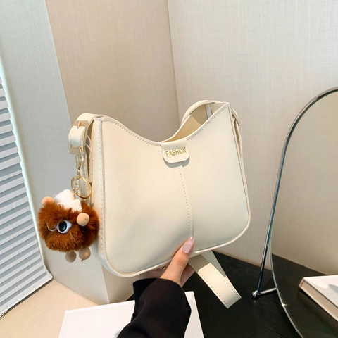 Borsa A Spalla Da Donna In Pelle PU Borsa Sottobraccio Tracolla Stile Hobo Versatile Di Moda Targa Decorativa