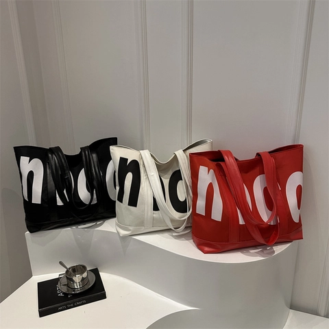 Borsa Tote Da Donna Di Grande Capacità In Pelle PU Con Stampa Di Lettere Borsa A Tracolla Semplice Casual Per Viaggi