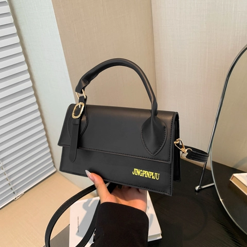 Women Crossbody Bag PU Leather Small Square Flap Handbag With Top Handle Adjustable Shoulder Strap Elegant Minimalist