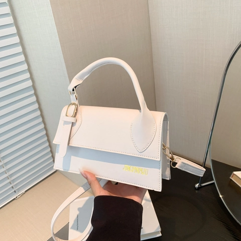 Women Crossbody Bag PU Leather Small Square Flap Handbag With Top Handle Adjustable Shoulder Strap Elegant Minimalist