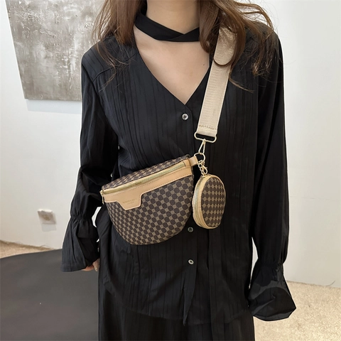 Damen Retro Alte Blume Druck Umhängetasche Zweiteiliges Set PU Leder Umhängetasche Mode Brusttasche Mit Münzbörse
