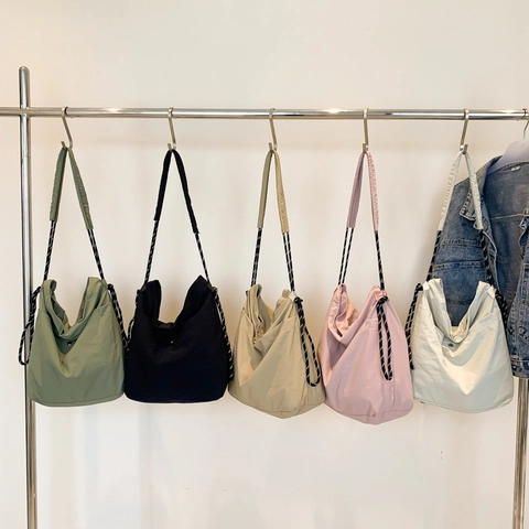 Borsa Hobo In Nylon Grande Capacità Moda Casual Tote Borsa A Tracolla Con Tracolla In Corda Intrecciata Per Donna
