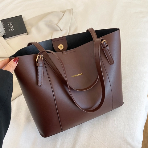 Grand Sac Cabas En Cuir PU Avec Design Color Block Sac À Épaule Pour Femme Avec Bandoulière Réglable Style Chic