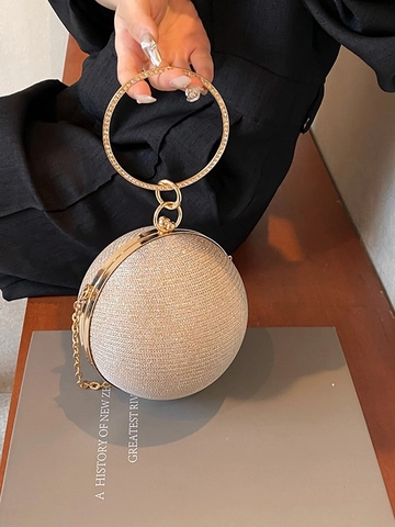 Borsa Da Sera A Sfera Da Donna Pochette Sferica Glitterata Borsa A Mano Manico Ad Anello Con Strass Lusso Festa Matrimonio