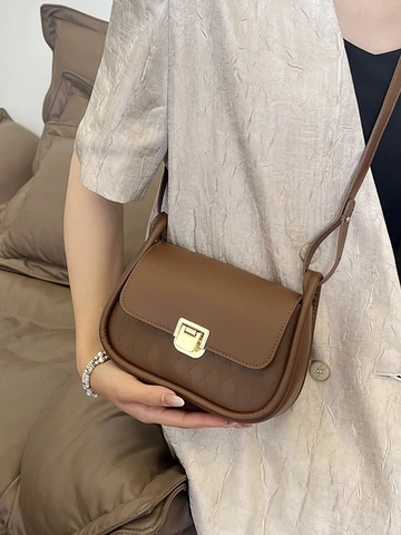 Women PU Leather Crossbody Bag Quilted Small Square Shoulder Bag Chic Gold Lock Trendy Retro Flap Purses