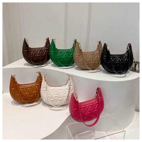 Borsa Hobo da Donna in Pelle PU Trapuntata Geometrica Borsa a Spalla Minimalista Sottoscella Borsa a Mezzaluna alla Moda per Uso Quotidiano