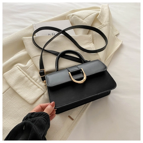 Dames Trendy PU Leer Schoudertas Retro Minimalistisch Handtas Met D-vormige Metalen Gesp Elegante Crossbodytas Voor Dagelijks Gebruik