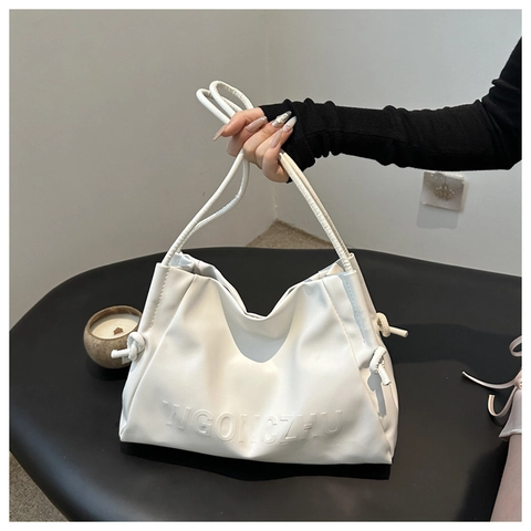 Bolso Tote de Piel PU Suave para Mujer Gran Capacidad Bolso de Hombro Con Relieve de Letras y Detalle de Nudo Elegante