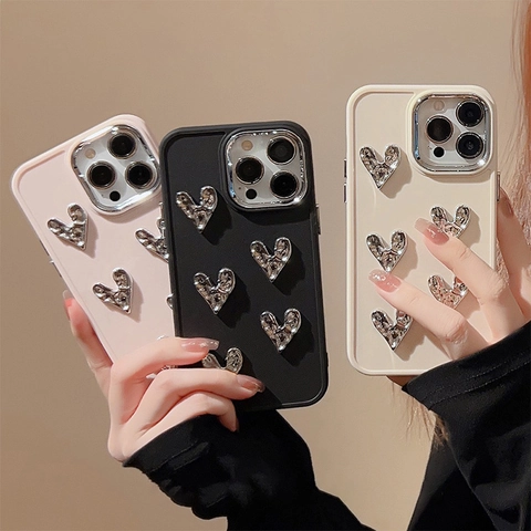 Galvanisierte 3D Falten Herz Handyhülle TPU Weich Stoßfest Flüssigmetall Stil Für Frauen Mädchen