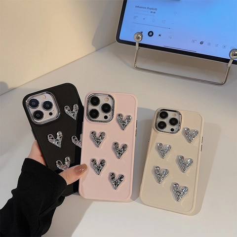 Galvanisierte 3D Falten Herz Handyhülle TPU Weich Stoßfest Flüssigmetall Stil Für Frauen Mädchen