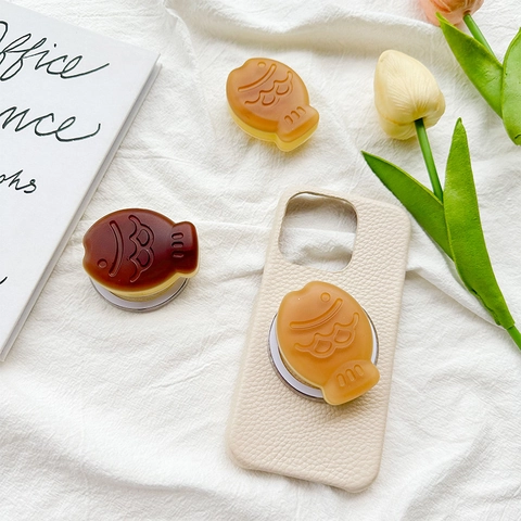 Supporto Griptok Per Telefono Pesce Taiyaki 3D Opaco Magnetico Adesivo Cavalletto Da Scrivania Estensibile Stile Ins