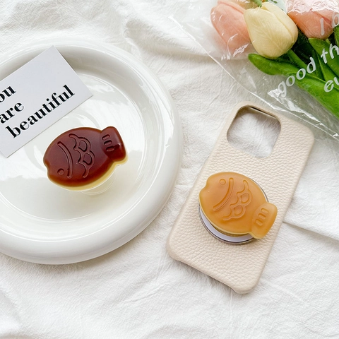 Supporto Griptok Per Telefono Pesce Taiyaki 3D Opaco Magnetico Adesivo Cavalletto Da Scrivania Estensibile Stile Ins