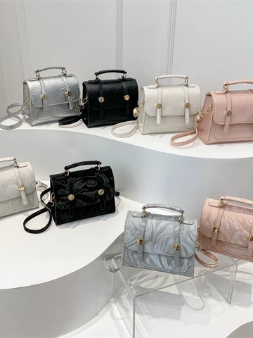 Petit Sac Bandoulière Femme Cuir PU Motif Marbre Poignée Supérieure Boucle Dorée Design De Niche Élégant Sac À Main
