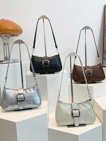 Borsa Sottobraccio In Pelle PU Patchwork Retrò Con Grande Fibbia Argentata Per Donna Moda Borsa A Tracolla Versatile Baguette