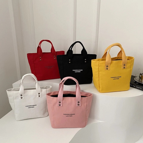 Women Stylish Canvas Tote Bag Letter Print Large Capacity Handbag Casual Commuter Shoulder Bag With Rivet Detail Fashion Bag