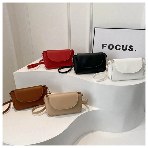 Women PU Leather Small Square Bag Flap Crossbody Shoulder Bag Adjustable Strap Casual Fashion Daily