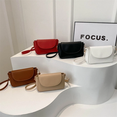 Women Crossbody Bag Small Square Flap PU Leather Shoulder Purse Elegant Trendy Minimalist Solid Color Adjustable Strap