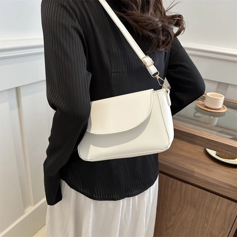 Women Crossbody Bag Small Square Flap PU Leather Shoulder Purse Elegant Trendy Minimalist Solid Color Adjustable Strap
