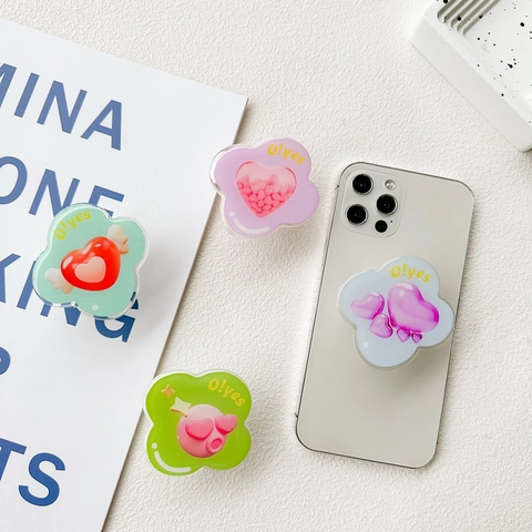 3D Herz Acryl Handy Luftpolster Halter Ausziehbar Klappbar Sockel Grip Tok Für Schreibtisch Smartphone Kawaii Süß
