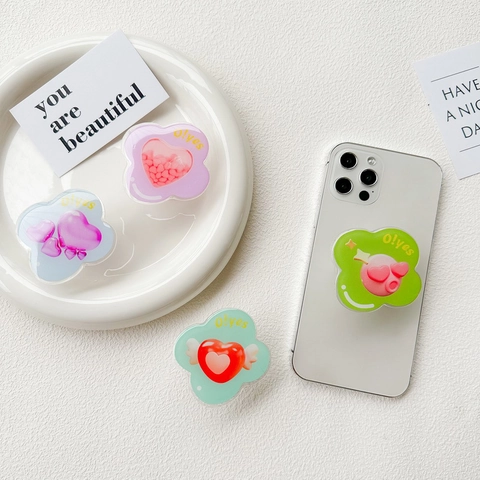 3D Herz Acryl Handy Luftpolster Halter Ausziehbar Klappbar Sockel Grip Tok Für Schreibtisch Smartphone Kawaii Süß