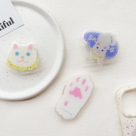 Supporto Per Telefono Griptok In Acrilico Gatto Carino Supporto Pieghevole Estensibile Retro Adesivo Design Animale Kawaii