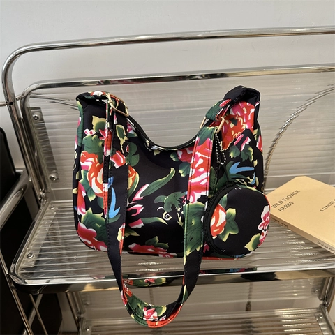 Bolso Tote con Estampado Floral de Estilo Chino Vintage para Mujer Bolso de Hombro de Tela Oxford con Mini Monedero Redondo Juego 2 en 1