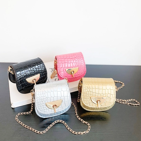 Mini Umhängetasche Aus PU Leder Krokodilleder Muster Metallkette Trendige Kleine Schultertasche Für Damen