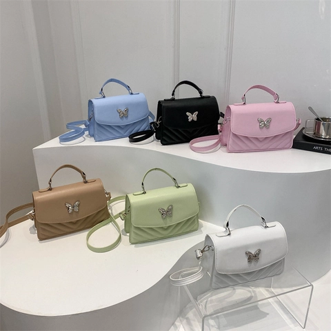 Borsa A Tracolla Trapuntata Con Fibbia A Farfalla In Pelle PU Piccola Borsa A Mano Quadrata Con Manico Superiore Per Donna Elegante E Versatile