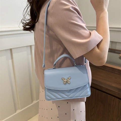 Borsa A Tracolla Trapuntata Con Fibbia A Farfalla In Pelle PU Piccola Borsa A Mano Quadrata Con Manico Superiore Per Donna Elegante E Versatile