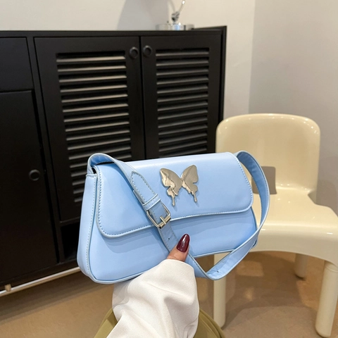 Borsa Sottobraccio Con Fibbia A Farfalla Per Donna Pelle PU Chic Y2K Patta Borsa A Spalla Chiusura Magnetica Regolabile