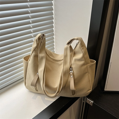 Borsa A Tracolla In Tela Grande Capacità Multi-Tasca Hobo Borsa A Bandoliera Moda Casuale Per Donne Studentesse