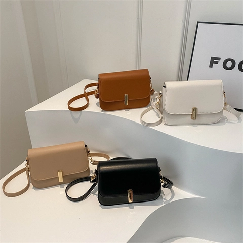 Damen Vintage Minimalistisch Kleine Quadratische Tasche PU Leder Klappe Schulter Umhängetasche Mit Verstellbarem Gurt Metallschloss Alltag