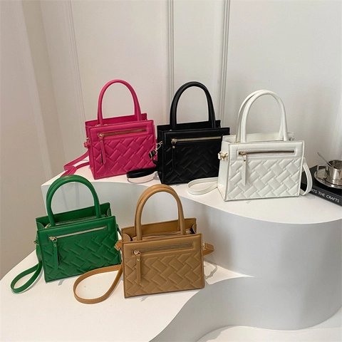 Borsa Da Donna In Pelle PU Trapuntata Borsa A Tracolla Piccola Quadrata Trendy Street Style Con Manico E Tracolla Regolabile