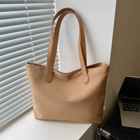 Large Capacity Tote Bag Nylon Waterproof Minimalist Korean Style Shoulder Handbag For Daily Work Commuting Solid Color