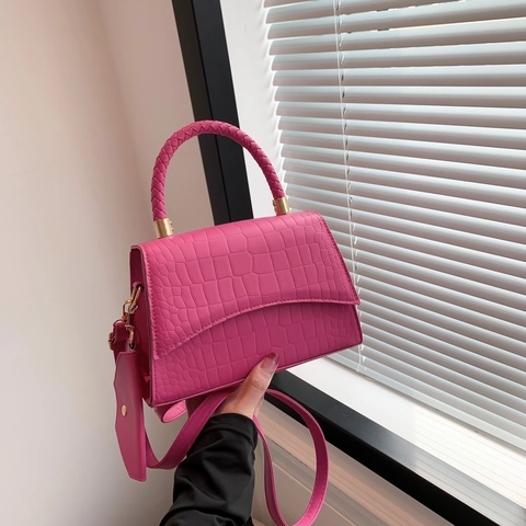 Dames Schoudertas Met Krokodillenpatroon En Mini Tasje PU Leer Geweven Handvat Retro Flap Crossbody Handtas