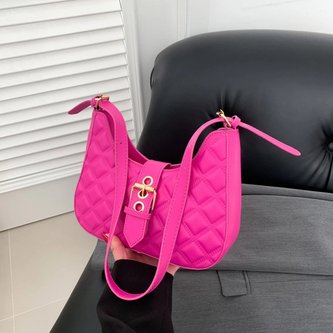 Borsa Sottobraccio Trapuntata Chic Da Donna Pelle PU Motivo A Rombi Borsa A Spalla Hobo Con Fibbia Dorata
