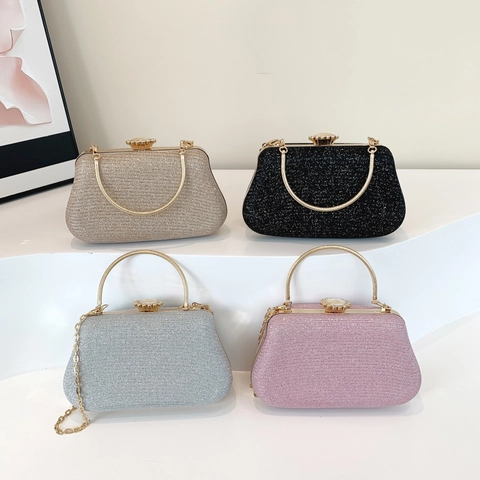 Abendtasche Clutch Mit Pailletten Und Glitzer Hartschale Handtasche Für Damen Mit Metallringgriff Und Abnehmbarer Kette