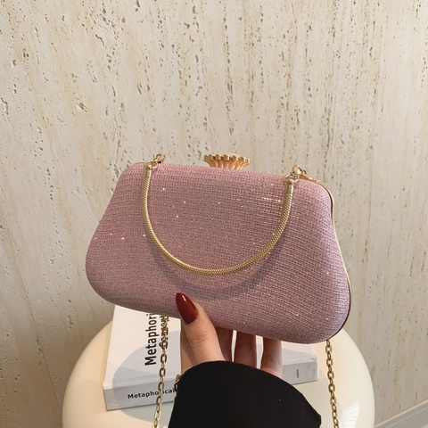 Abendtasche Clutch Mit Pailletten Und Glitzer Hartschale Handtasche Für Damen Mit Metallringgriff Und Abnehmbarer Kette