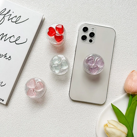 Supporto Per Telefono A Cuore Carino Glitter Resina Supporto Da Scrivania Espandibile Per Smartphone