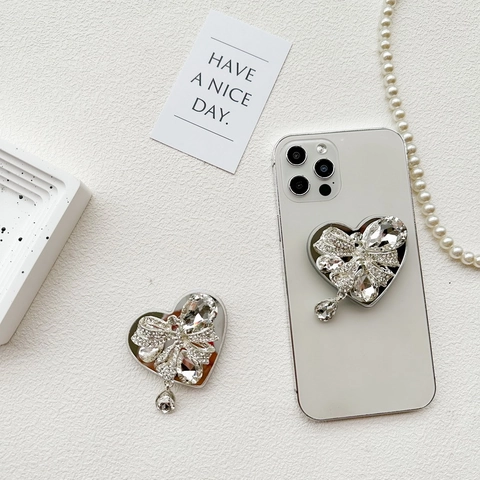 Herz Handygriff Strass Kristall Schleife Design Ausziehbarer Ständer Luxus Glitzer Dekoration Für Smartphone