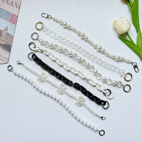 Catena Per Telefono Cordino Künstliche Perle Artificiali Acrilico Cinturino Per Custodia Cellulare Borsa Decorazione Fiocco Elegante Accessorio Da Donna