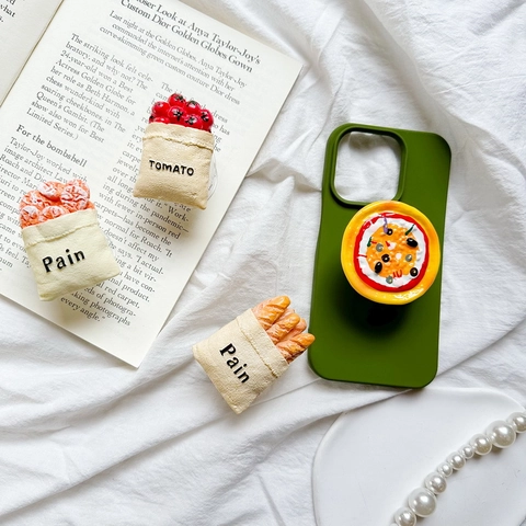 Supporto Griptok Per Cellulare Simulazione Cibo Pizza Pane Pomodoro Novità Supporto Per Presa Espandibile Plastica Carino Accessori