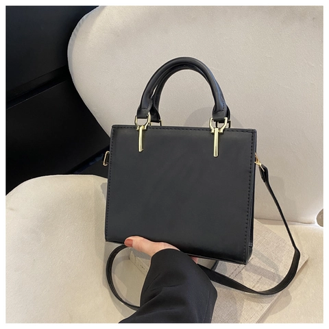 Women Crossbody Bag PU Leather Vertical Square Handheld Shoulder Purse Gold Hardware Commute Simple Fashion Messenger