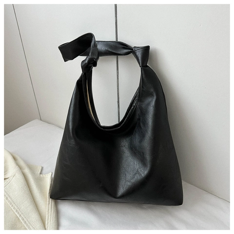 Sac À Main Hobo En Cuir PU Pour Femmes Grande Capacité Minimaliste Rétro Sac Sous L'Aisselle Avec Bandoulière Nouée Fermoir Magnétique